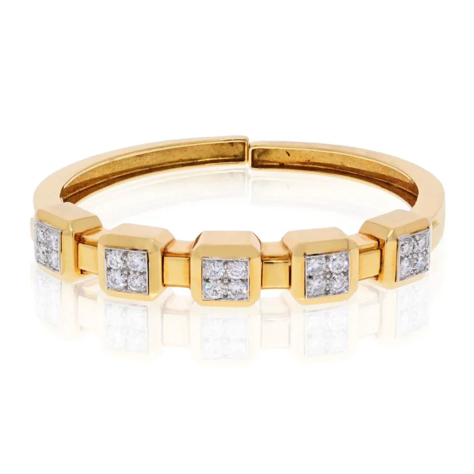 David Webb Platinum & 18K Yellow Gold Diamond Cuff Bracelet - The Back Vault