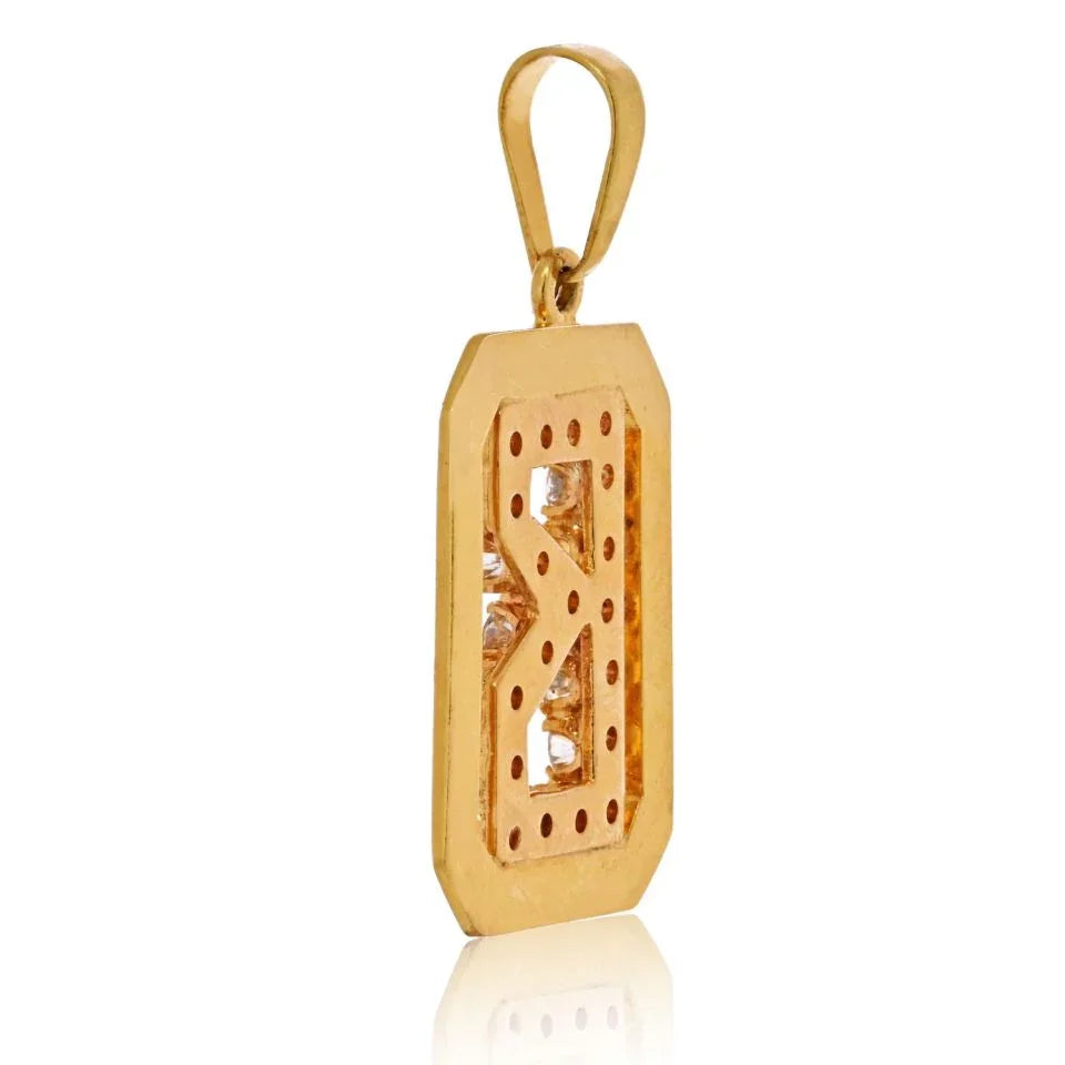 18K Yellow Gold Initial Charm B With Diamonds Pendant - The Back Vault