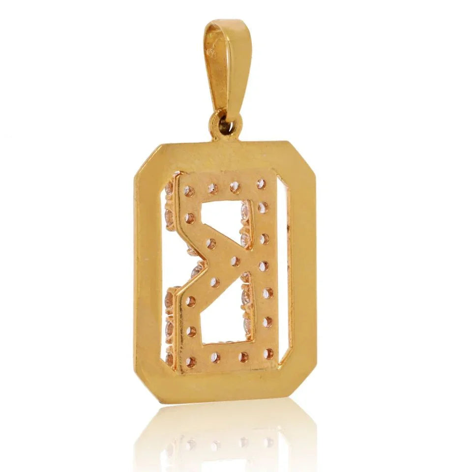 18K Yellow Gold Initial Charm B With Diamonds Pendant - The Back Vault