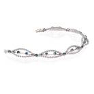 18K White Gold Diamond And Aquamarine One Line Bracelet - The Back Vault
