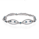 18K White Gold Diamond And Aquamarine One Line Bracelet - The Back Vault