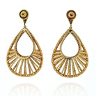 18K Yellow Gold Open Frame Diamond Teardrop Earrings - The Back Vault
