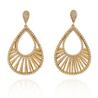 18K Yellow Gold Open Frame Diamond Teardrop Earrings - The Back Vault