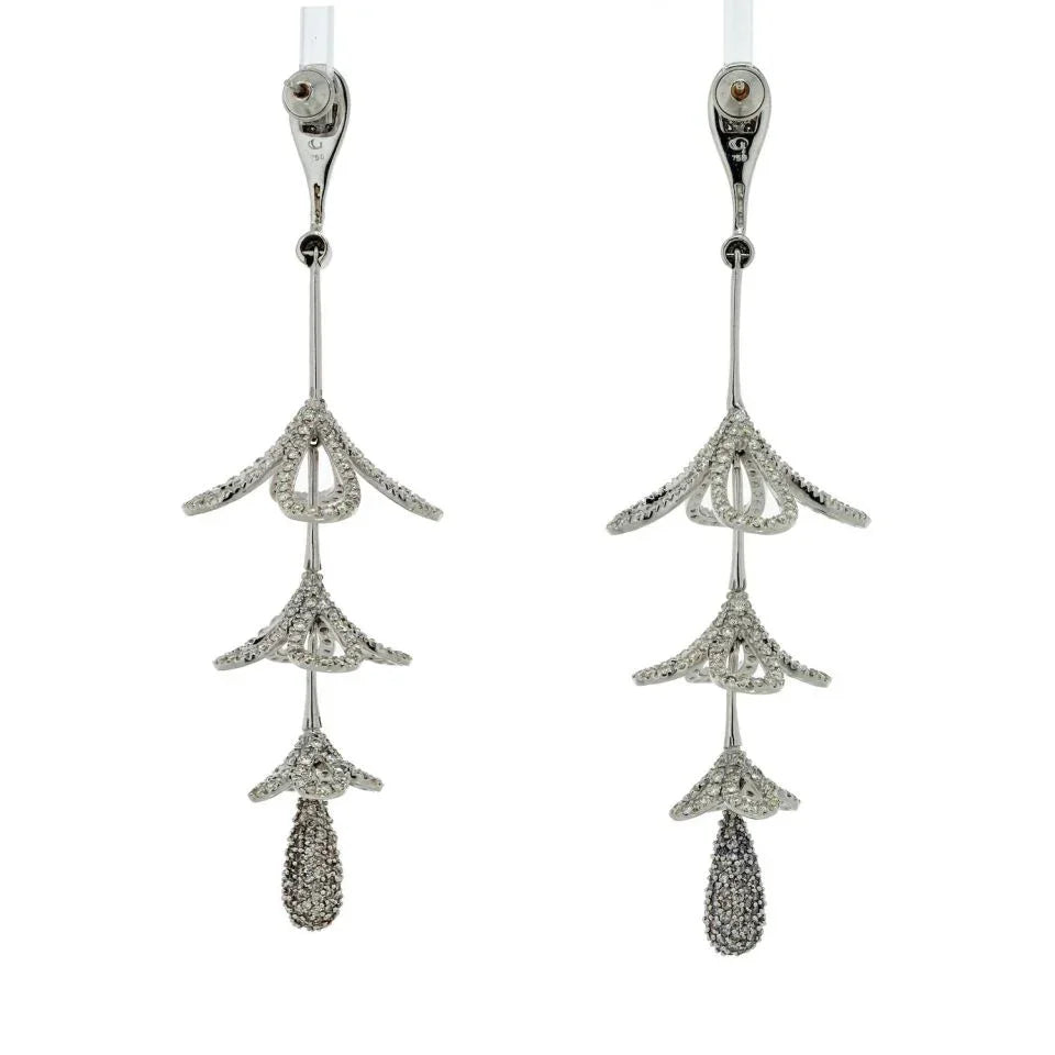 18K White Gold 8 Carat Diamond Bluebell Dangling Earrings - The Back Vault