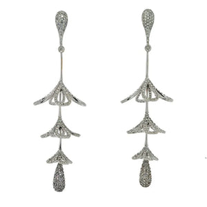 18K White Gold 8 Carat Diamond Bluebell Dangling Earrings