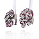 18K White Gold Pave Diamond And Ruby Flower Earrings - The Back Vault