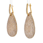 18K Yellow Gold Pave Diamond Teardrop Dangling Earrings - The Back Vault