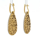 18K Yellow Gold Pave Diamond Teardrop Dangling Earrings - The Back Vault