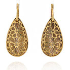 18K Yellow Gold Pave Diamond Teardrop Dangling Earrings - The Back Vault