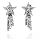 18K White Gold 15 Carat Large Diamond Star Dangling Earrings - The Back Vault