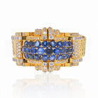 Platinum & 18K Yellow Gold 1950's Diamond And Sapphire Bracelet - The Back Vault