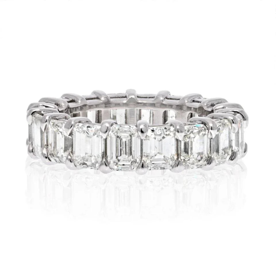 Platinum 9.70cts Emerald Cut Diamond Eternity Ring - The Back Vault