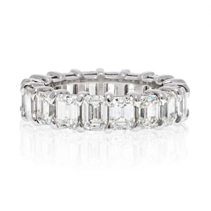 Platinum 9.70cts Emerald Cut Diamond Eternity Ring