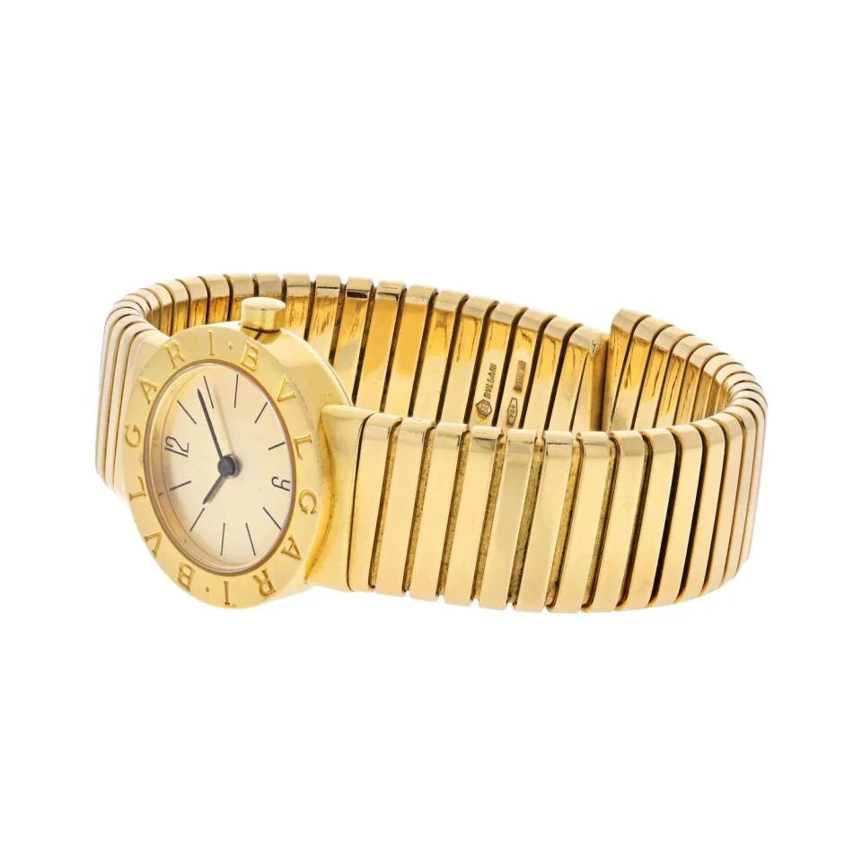 Bvlgari 18K Yellow Gold Tubogas 23mm BB23 2T Women Watch - The Back Vault