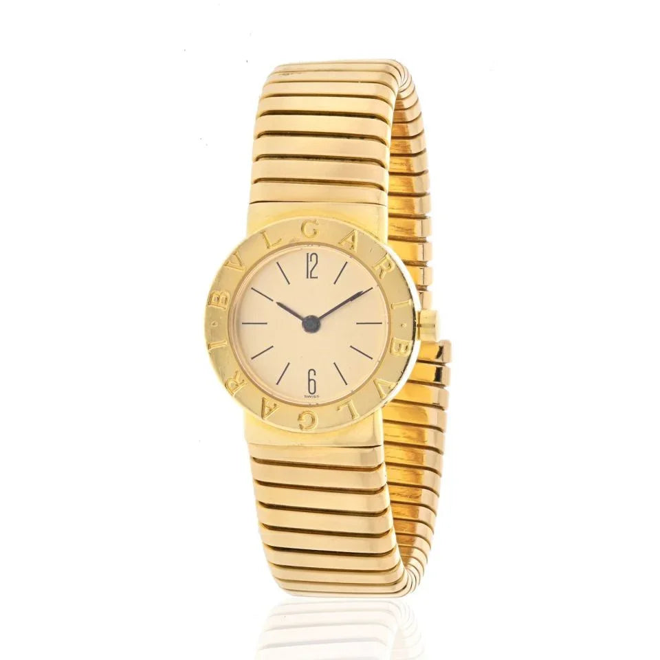 Bvlgari 18K Yellow Gold Tubogas 23mm BB23 2T Women Watch - The Back Vault