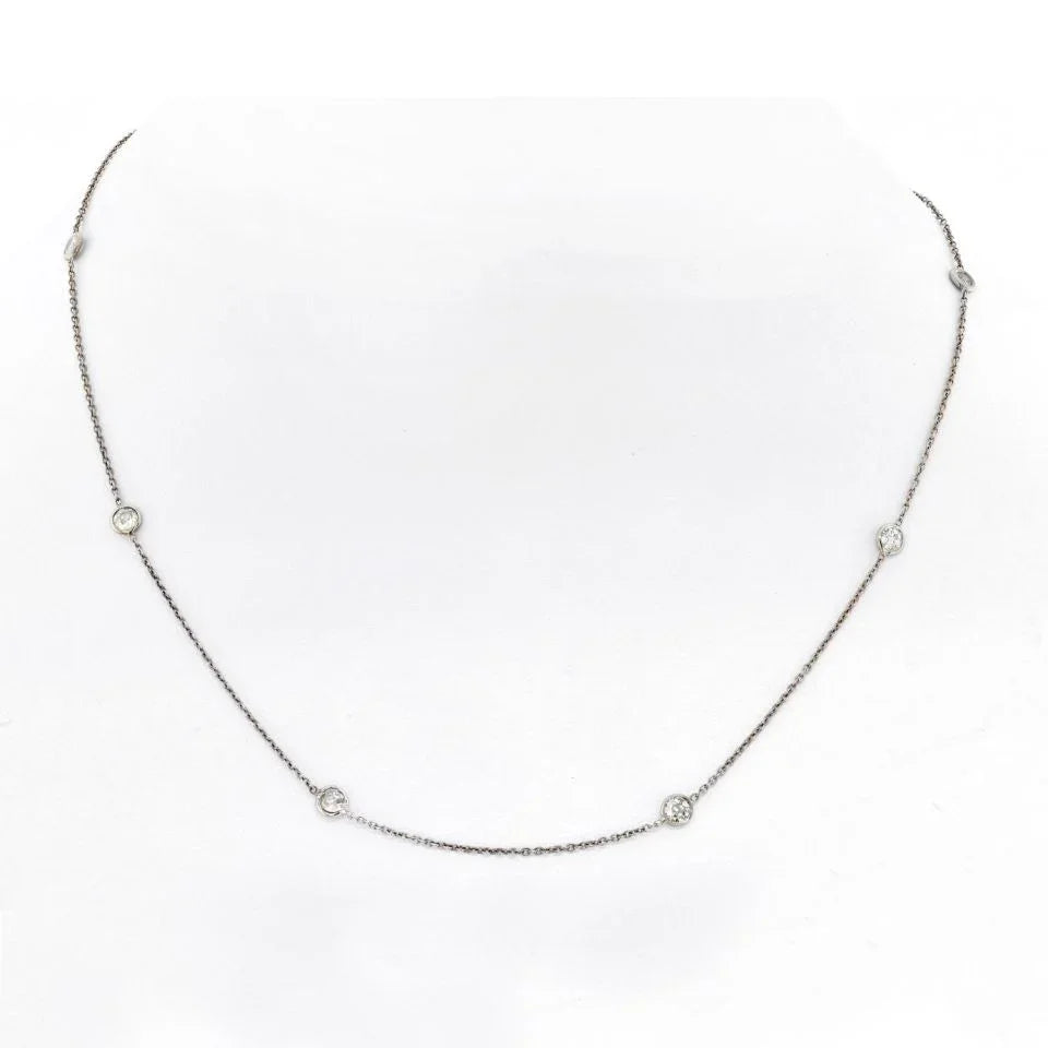 18K White Gold 1.60cts Old Cut Diamond by the Yard Necklace - The Back Vault