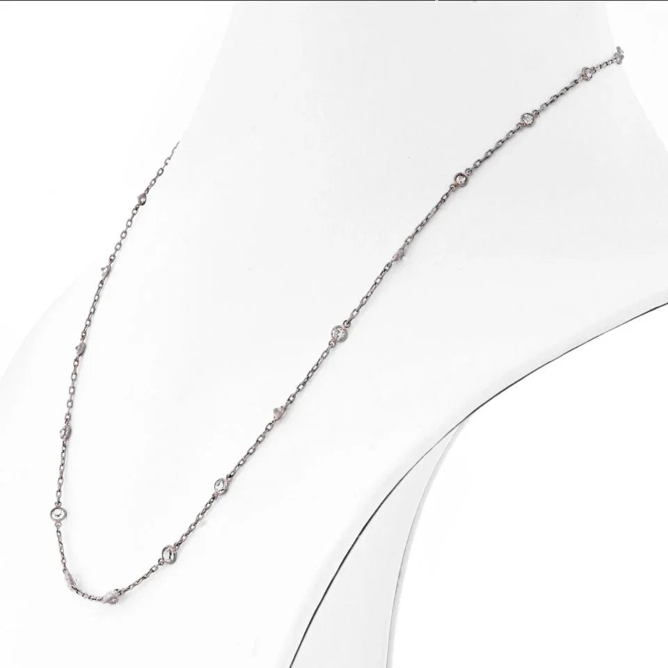 Platinum 3.42cts Diamonds by the Yard Necklace - The Back Vault