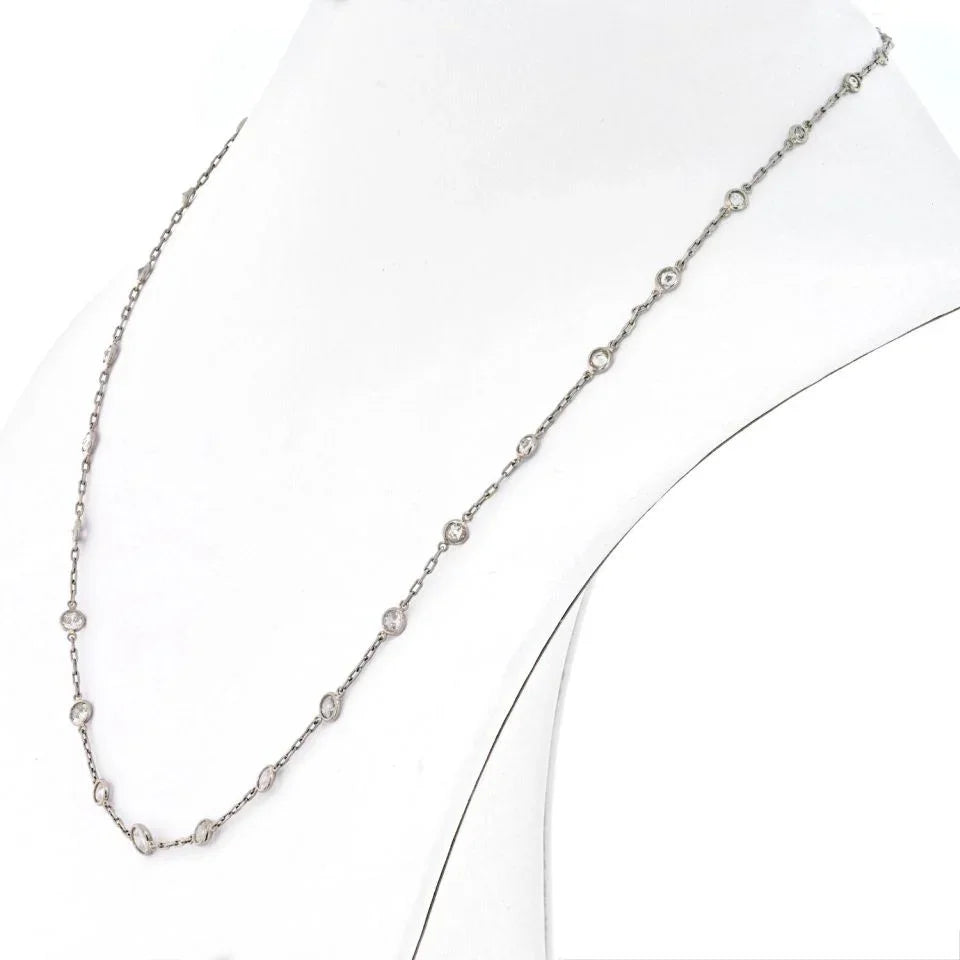Platinum 4.37cts Old Cut Diamonds by the Yard Necklace - The Back Vault