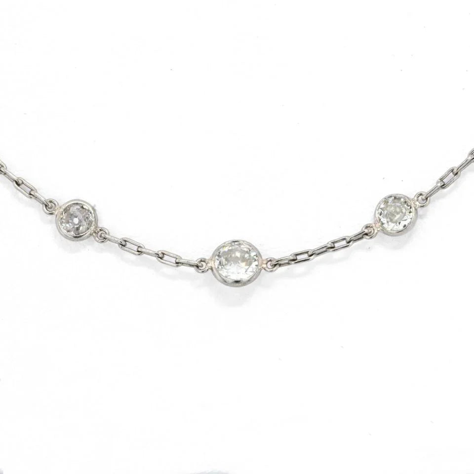 Platinum 4.37cts Old Cut Diamonds by the Yard Necklace - The Back Vault