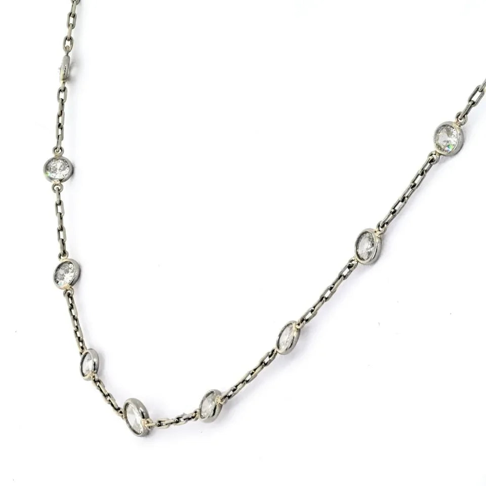 Platinum 4.37cts Old Cut Diamonds by the Yard Necklace - The Back Vault
