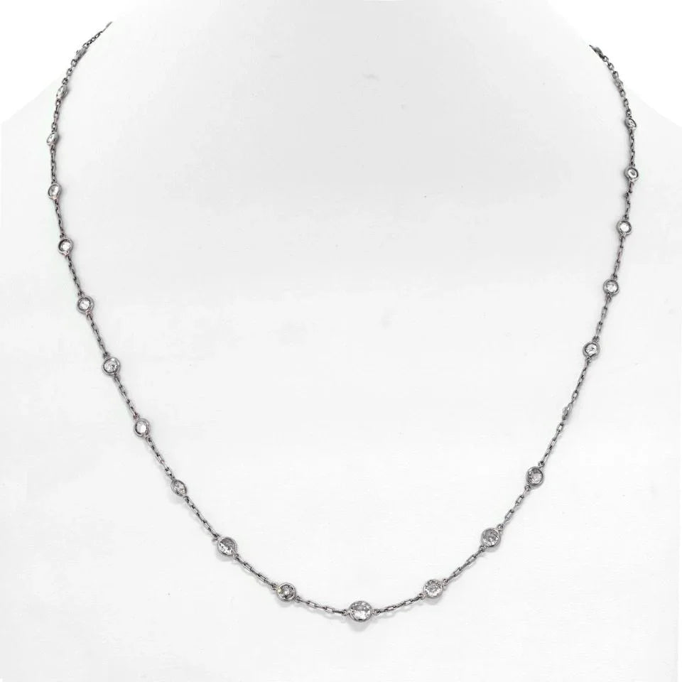 Platinum 4.37cts Old Cut Diamonds by the Yard Necklace - The Back Vault