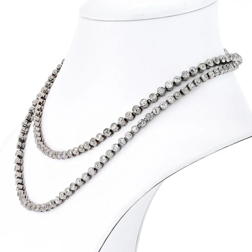 Platinum 30 Carats Old Cut Diamond Chain Necklace - The Back Vault