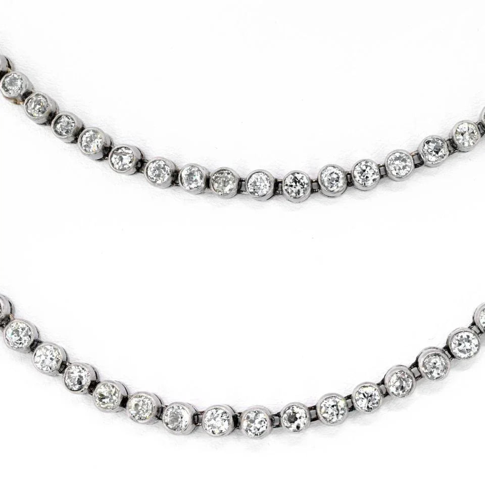 Platinum 30 Carats Old Cut Diamond Chain Necklace - The Back Vault