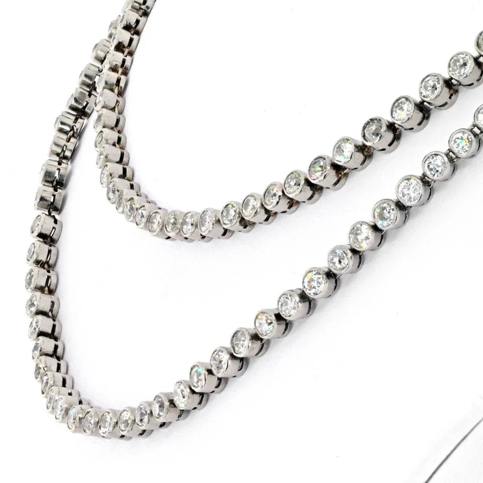 Platinum 30 Carats Old Cut Diamond Chain Necklace - The Back Vault