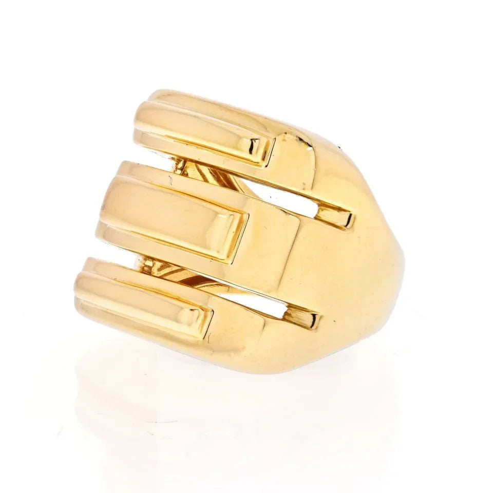 David Webb 18K Yellow Gold Three Section High Polished Ring - The Back Vault