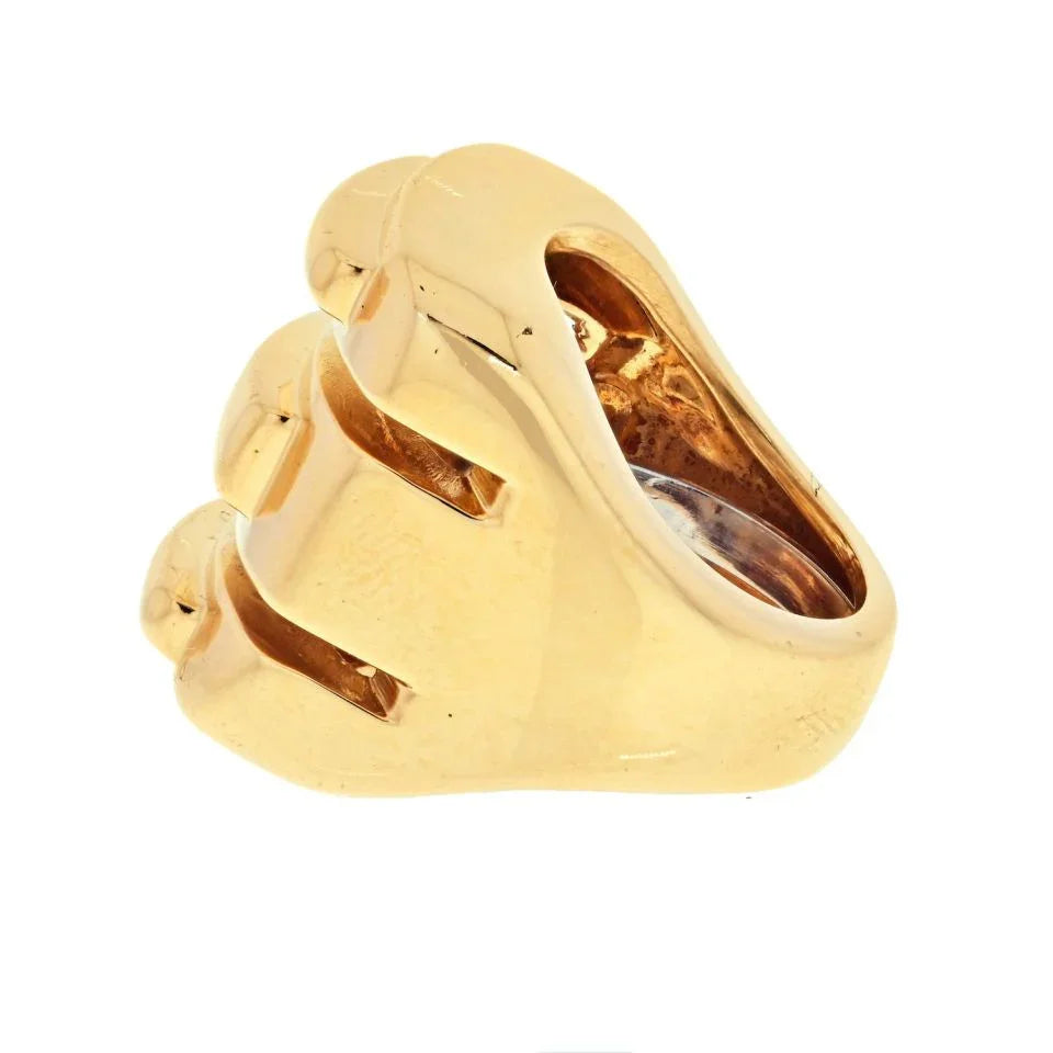 David Webb 18K Yellow Gold Three Section High Polished Ring - The Back Vault
