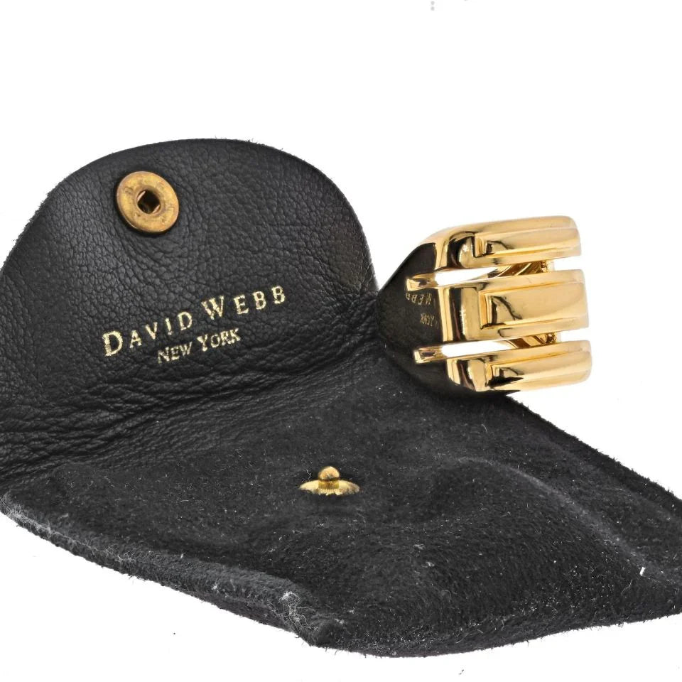 David Webb 18K Yellow Gold Three Section High Polished Ring - The Back Vault