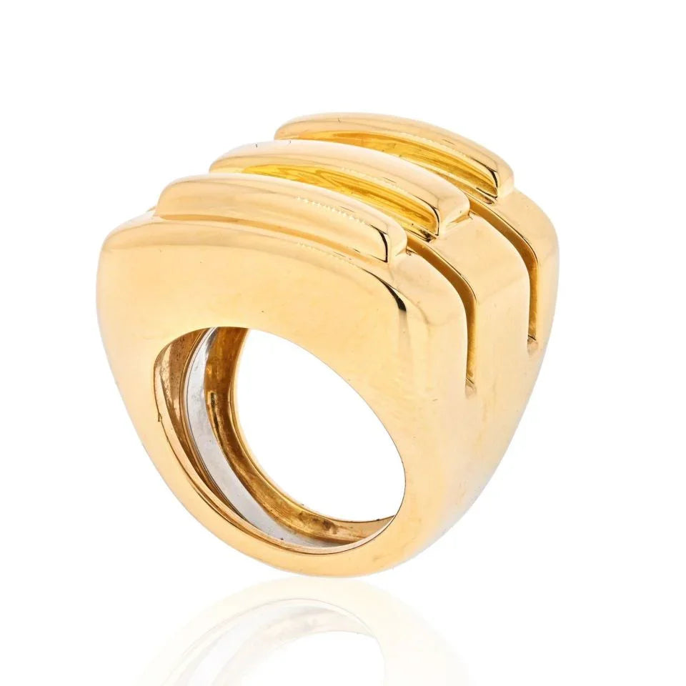 David Webb 18K Yellow Gold Three Section High Polished Ring - The Back Vault