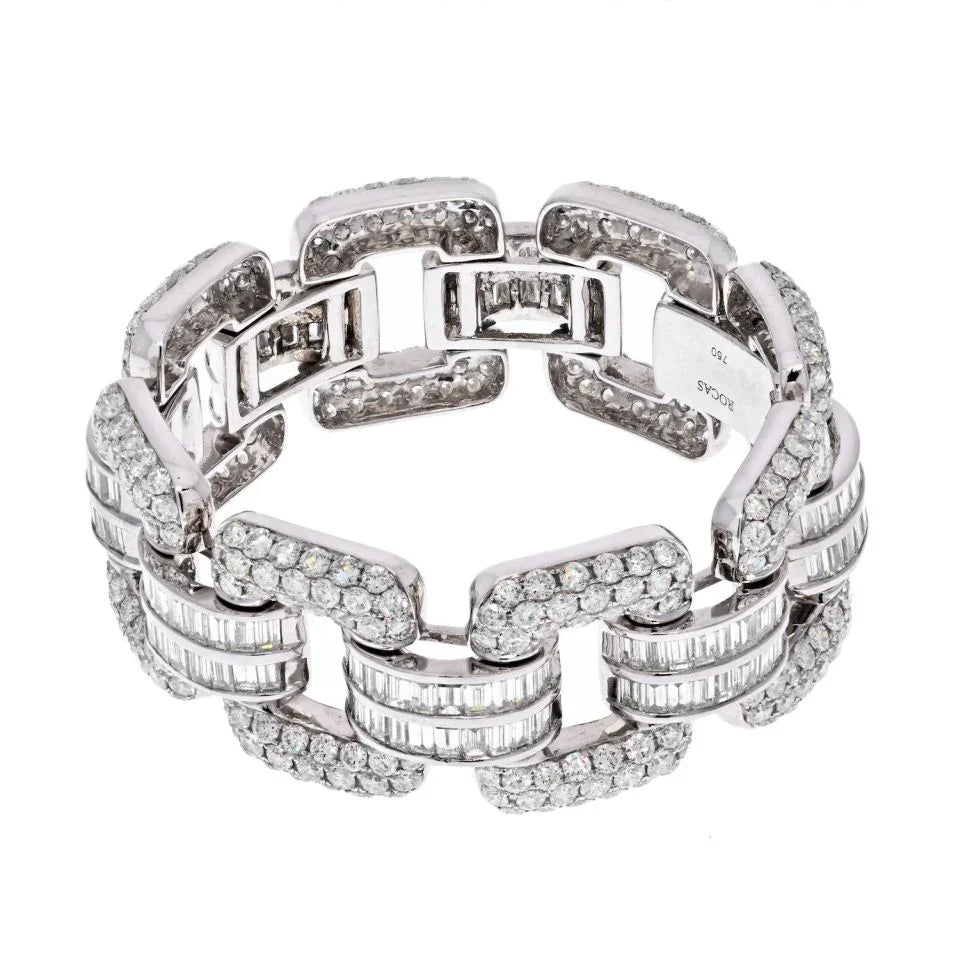 18K White Gold 30 Carat Round And Baguette Link Bracelet - The Back Vault