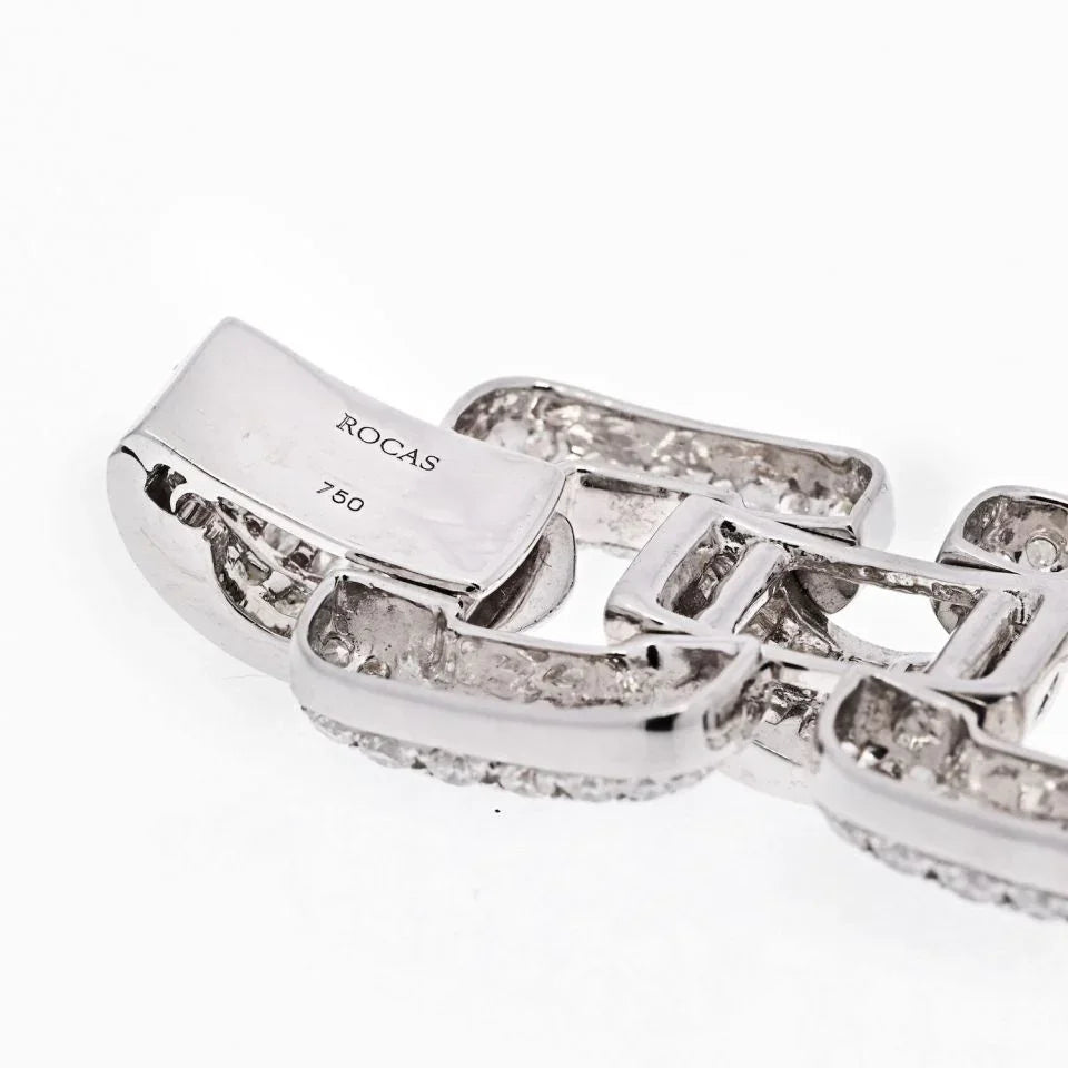 18K White Gold 30 Carat Round And Baguette Link Bracelet - The Back Vault
