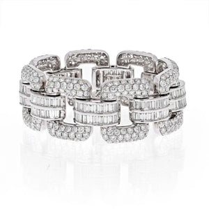 18K White Gold 30 Carat Round And Baguette Link Bracelet