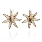18K Yellow Gold Turquoise, White Agate Flower Starfish Earrings - The Back Vault