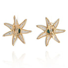 18K Yellow Gold Turquoise, White Agate Flower Starfish Earrings - The Back Vault