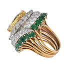 David Webb 18K Yellow Gold Oval Cut Yellow Sapphire, Diamond And Green Emerald Ring - The Back Vault