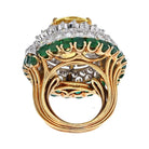 David Webb 18K Yellow Gold Oval Cut Yellow Sapphire, Diamond And Green Emerald Ring - The Back Vault