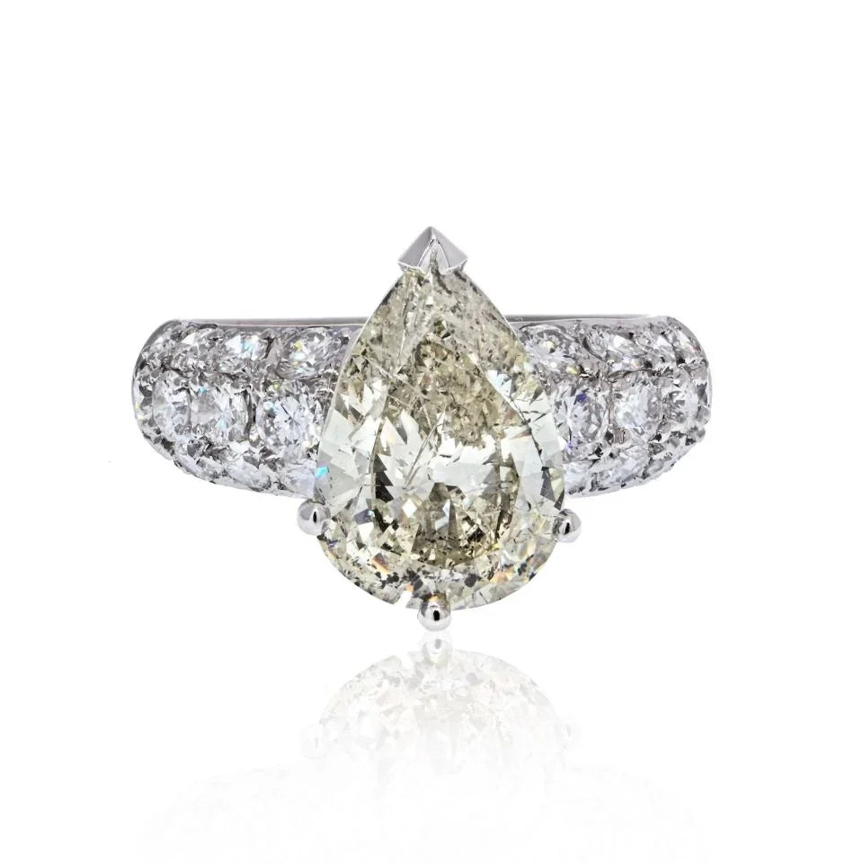 3.63 Carat Pear Cut Diamond Engagement Ring - The Back Vault
