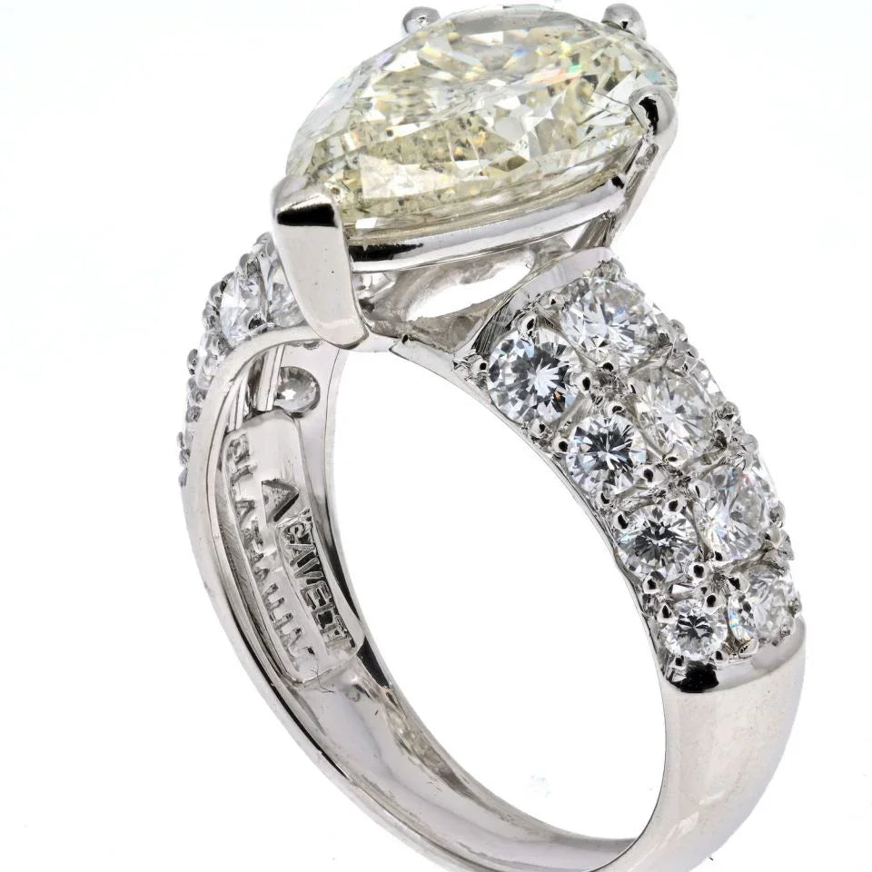 3.63 Carat Pear Cut Diamond Engagement Ring - The Back Vault