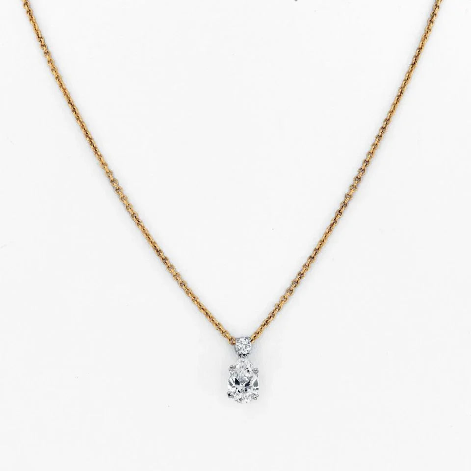 Verdura Platinum & 18K Yellow Gold 2.51 Carat D VS1 Pear Shaped Diamond Necklace - The Back Vault