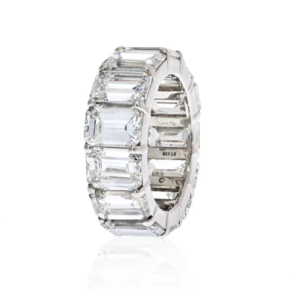 Platinum 13.38cts Emerald Cut Diamond Eternity Eternity Band - The Back Vault