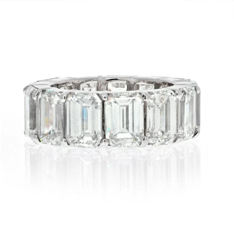 Platinum 13.38cts Emerald Cut Diamond Eternity Eternity Band - The Back Vault