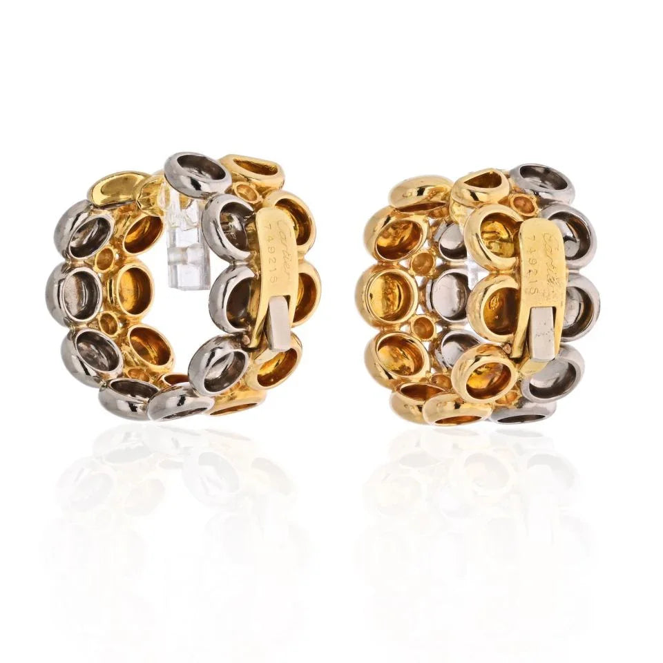 Cartier 18K Two Tone Honeymoon Huggie Earrings - The Back Vault
