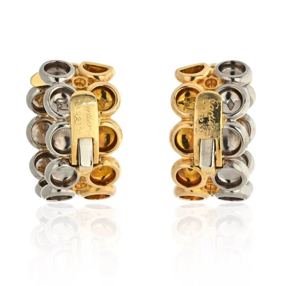 Cartier 18K Two Tone Honeymoon Huggie Earrings - The Back Vault