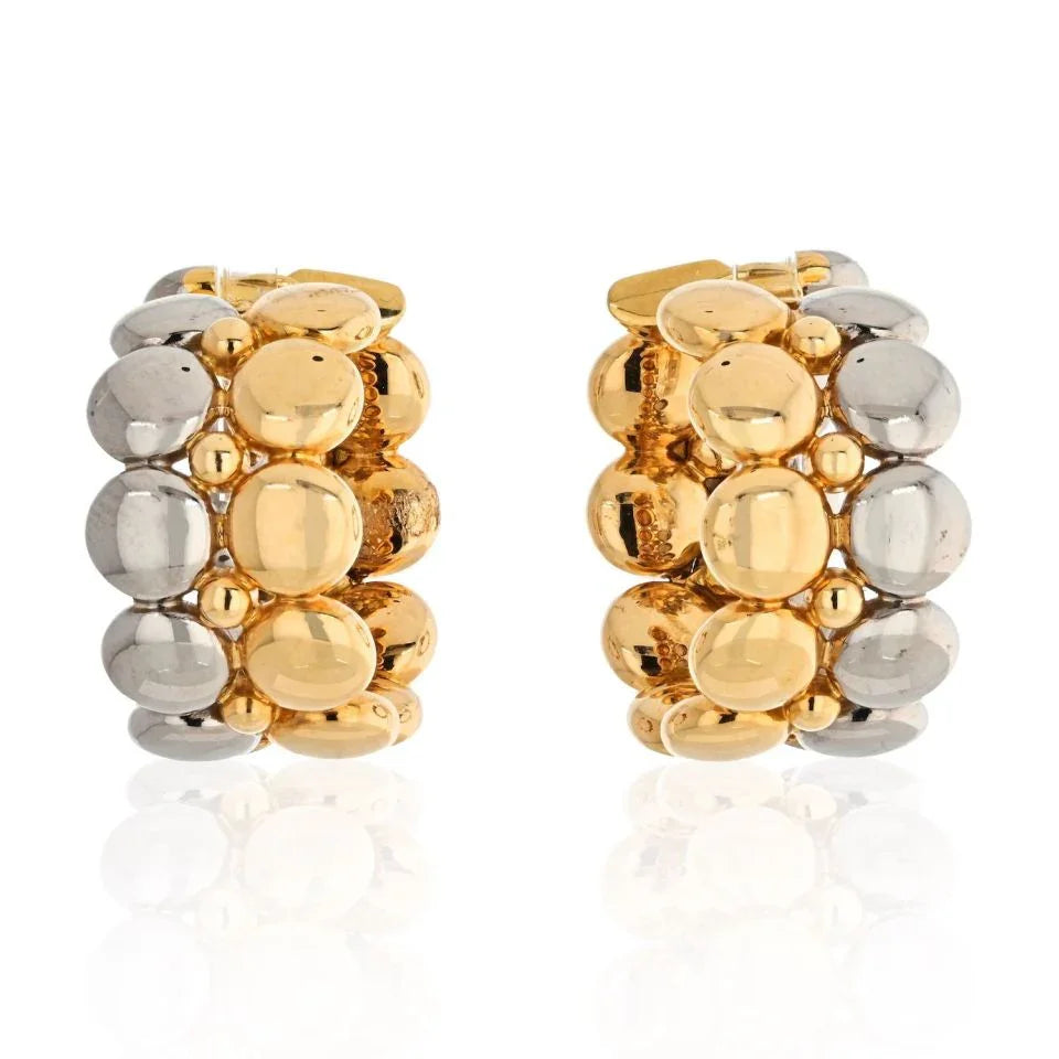 Cartier 18K Two Tone Honeymoon Huggie Earrings - The Back Vault