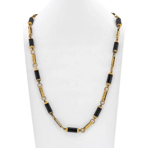 18K Yellow Gold Onyx Link Necklace