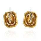 David Webb Platinum & 18K Yellow Gold Articulated Geometrical Ancient World clip On Earrings - The Back Vault