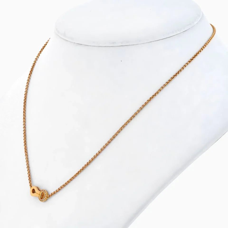 Cartier 18K Rose Gold Agrafe Diamond Necklace - The Back Vault